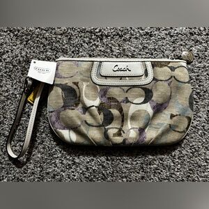 NWT Coach Op Art Signature C Linen Pouch Wristlet #45331